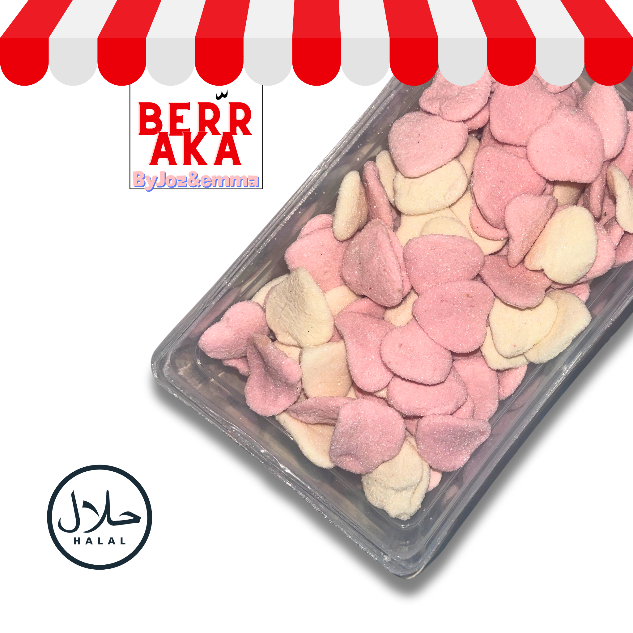 10x Bonbon sucrés Coeur rose et blanc