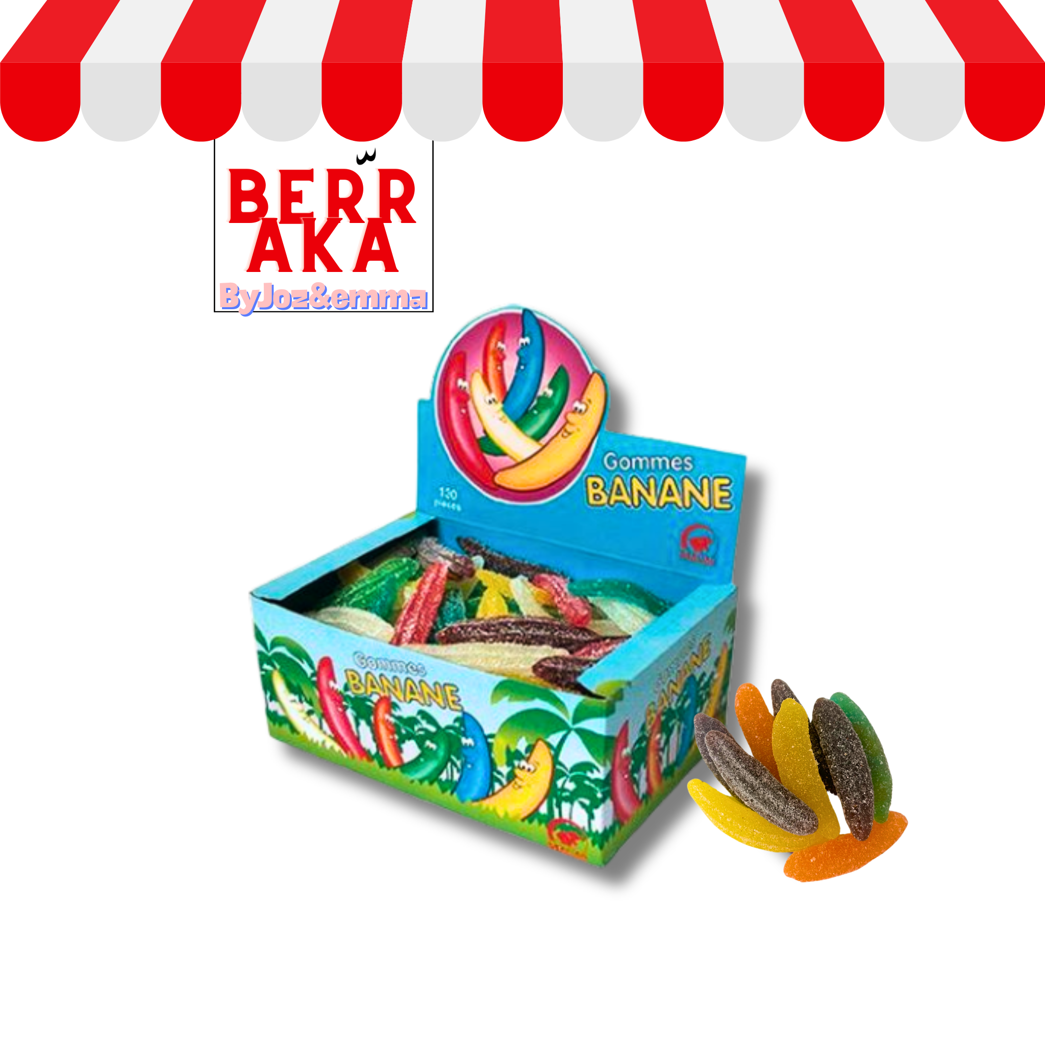 Gommes BANANE multicouleurs