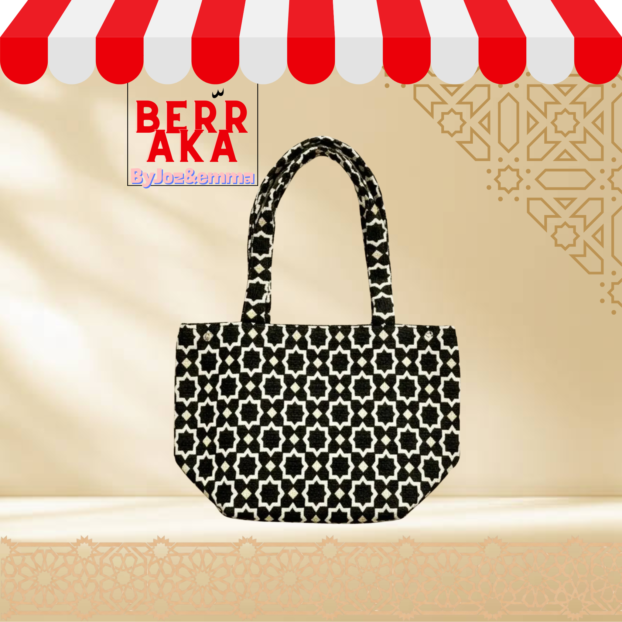 sac marocain zellig noir