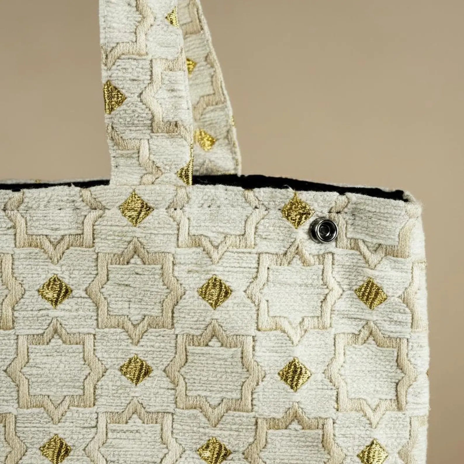 Sac cabas marocain Zellij – Sac en tissu marocain fait main à motif mosaïque géométrique