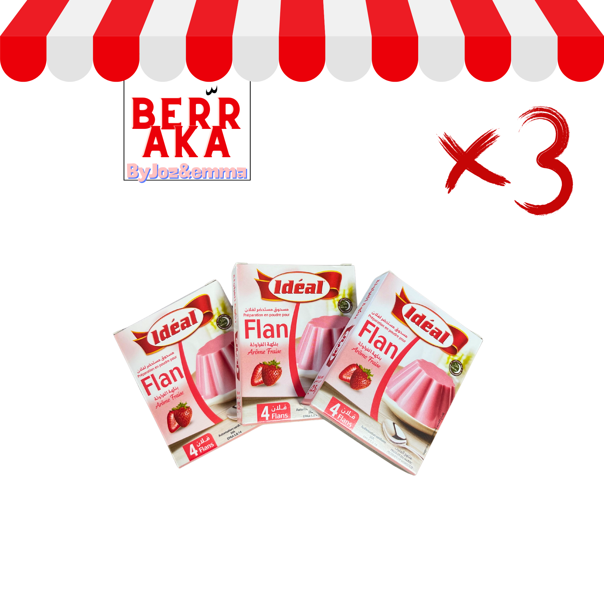3x Flan - idéal petit sachet fraise