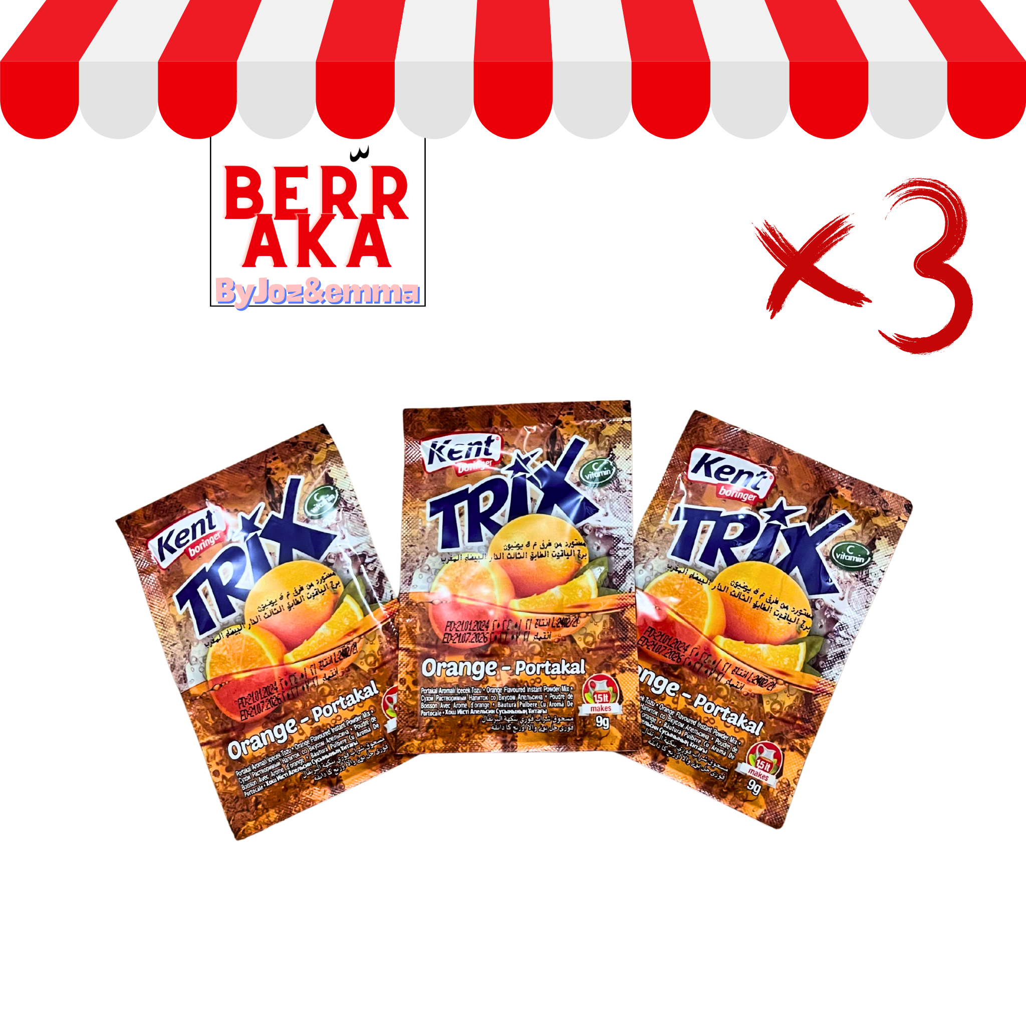 Kent Trix jus instantané en poudre Barida – Lot de 3 sachets de 9 g